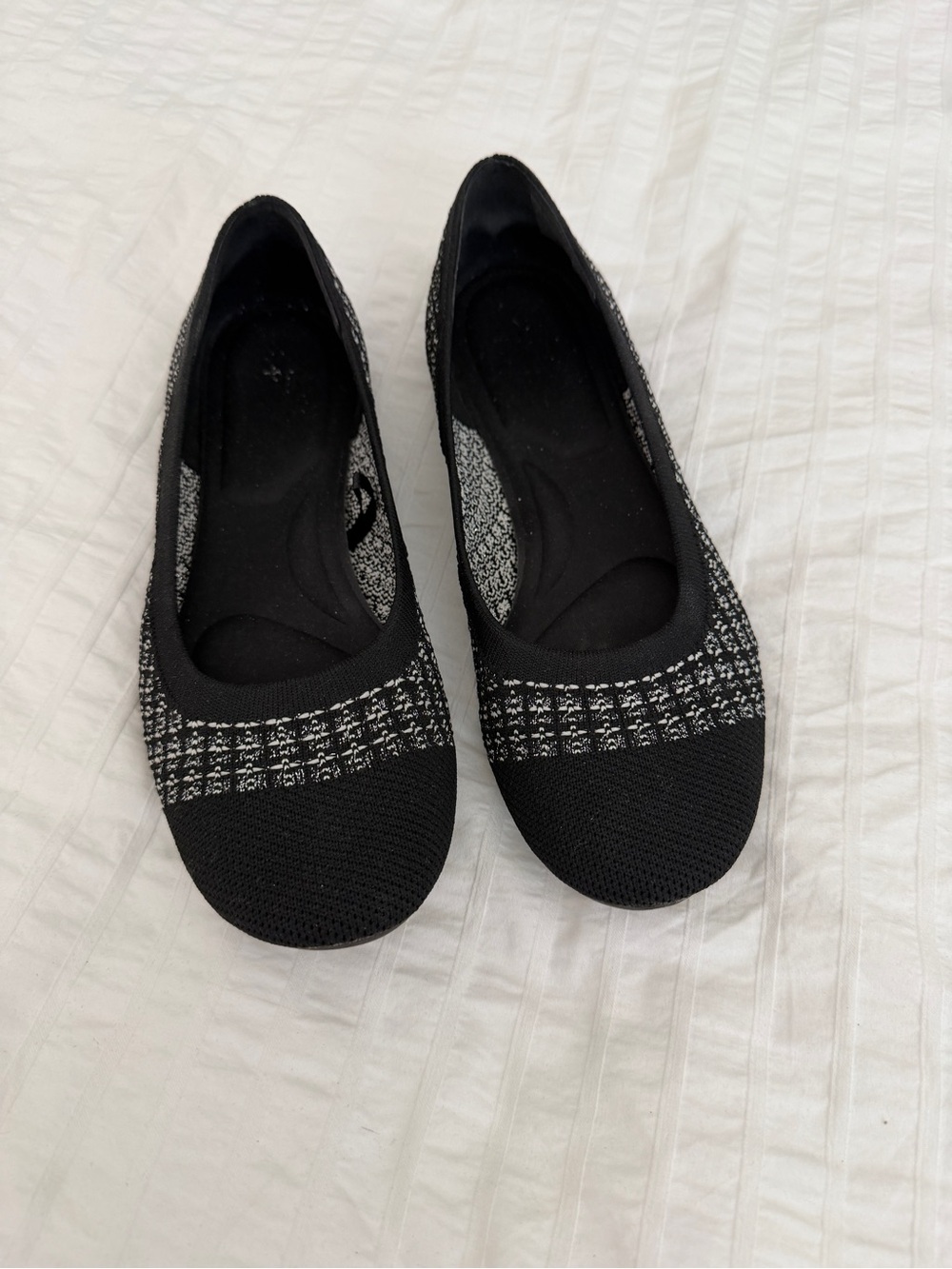 croft & barrow Black Knit Ballet Flats with Tweed Accent